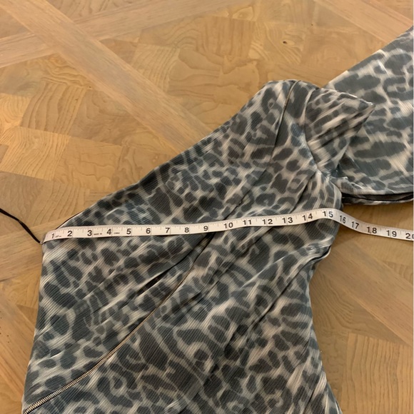 Jay Ahr one Sleeve mini dress size 36 zipper details lined rushing bodycon - Picture 15 of 16